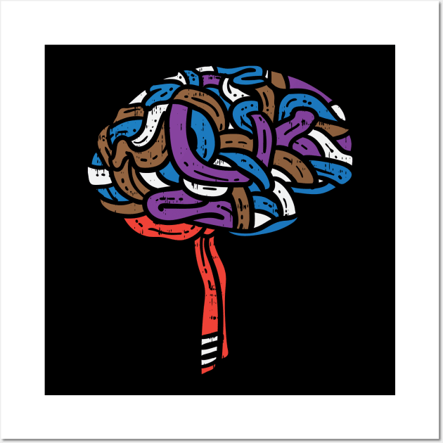 Brain made of different Jiu Jitsu Belts Wall Art by maxdax